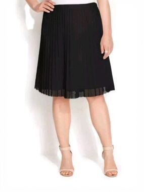 Calvin Klein Black Mesh Pleated Full Skirt